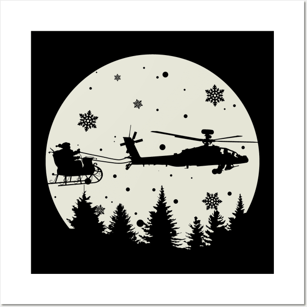 Gun Pilot - AH-64 Apache Pulling Santa's Sleigh Wall Art by Aviation Designs